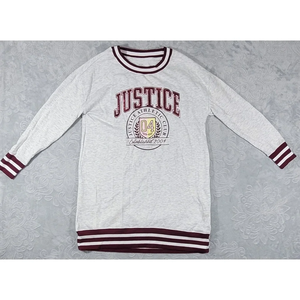 Justice Girls Rib Cuff Sweatshirt Dress French Terry Size XL (16/18) Sequins